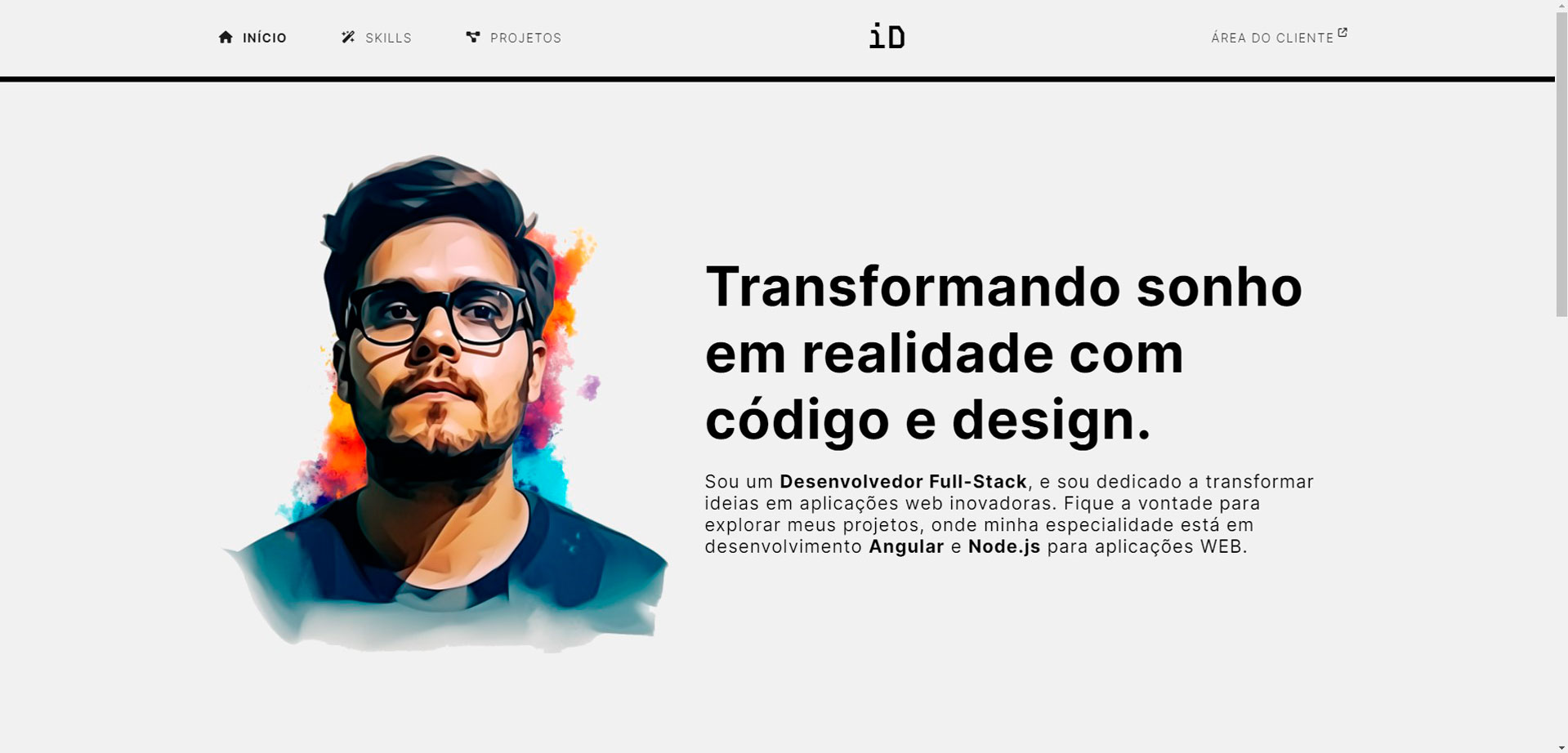 Landing Page aprensentando minhas skills e projetos